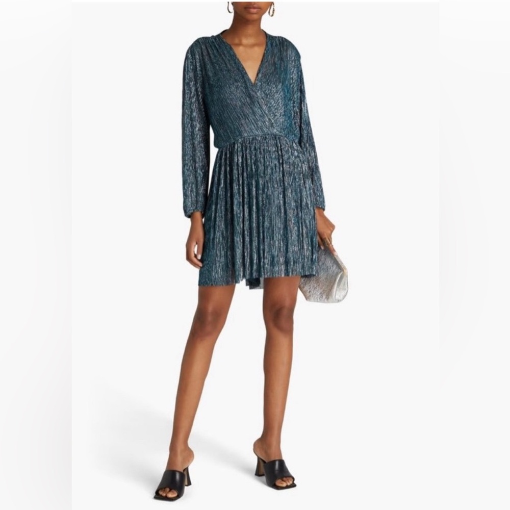 Maje Shimmering Teal Mini Dress